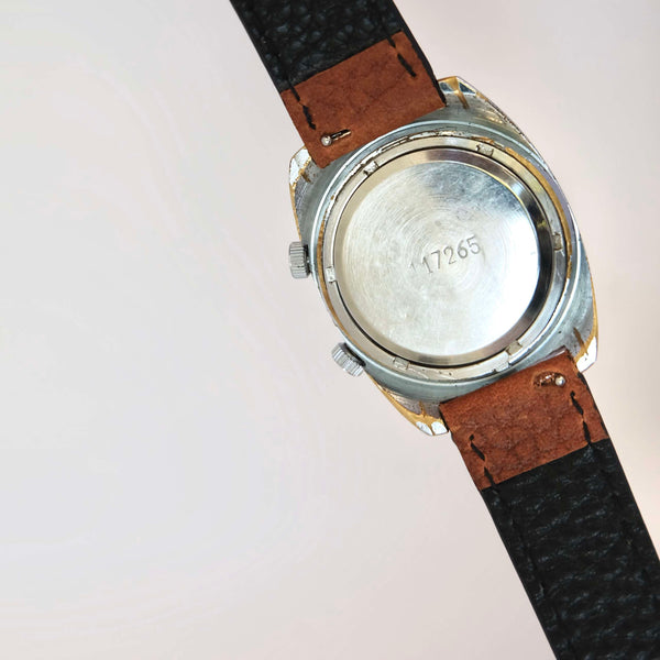 Montre ancienne mécanique bleu bracelet cuir interchangeable