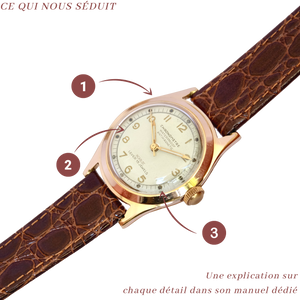 Montre ancienne de médecin or bracelet marron croco histoire