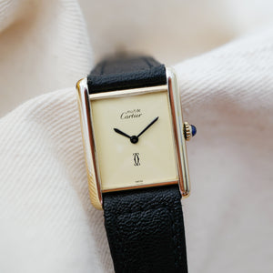 montre cartier tank must grand modele dore fantastique état