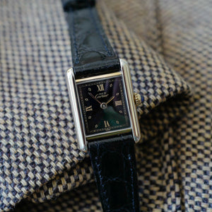 montre cartier tank must vintage cadran noir pour femme