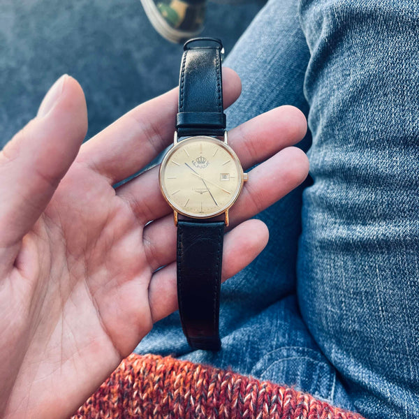 Montre Longines dorée plaquée or double signature