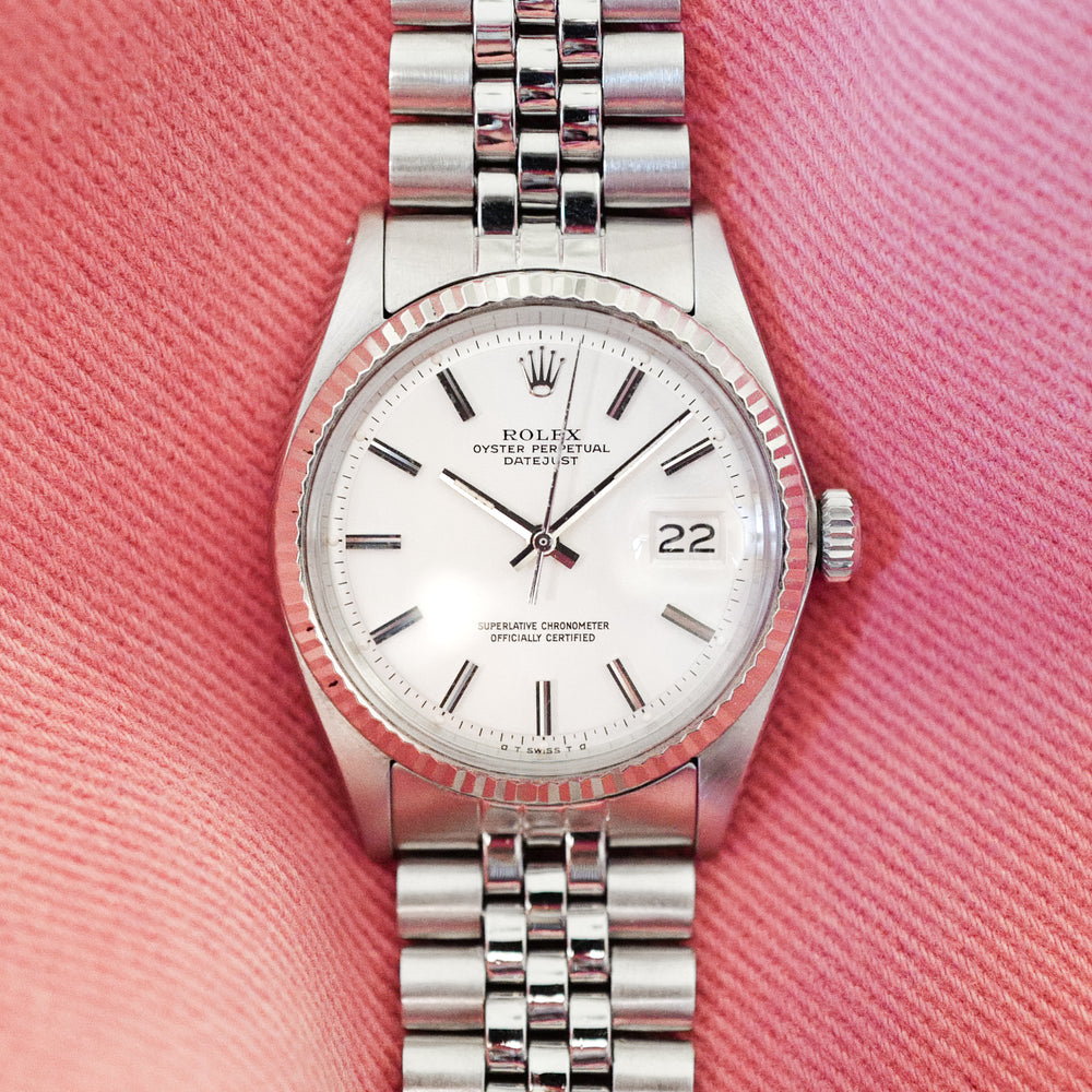 Montre Rolex acier 36 mm cadran blanc 1601