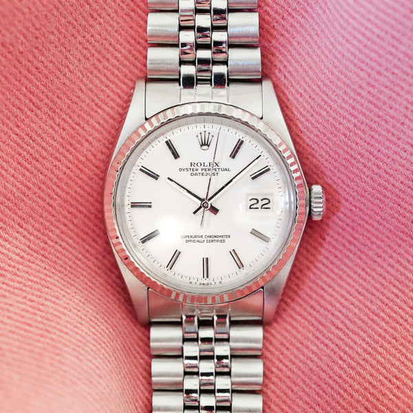 Montre Rolex acier 36 mm cadran blanc 1601