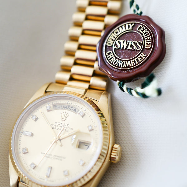 Rolex Day-Date "Or & Diamants"  'Comme Neuve'  (1980) - Réf. 18038