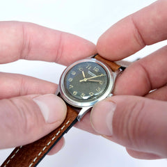 Montre vintage bracelet cuir marron femme