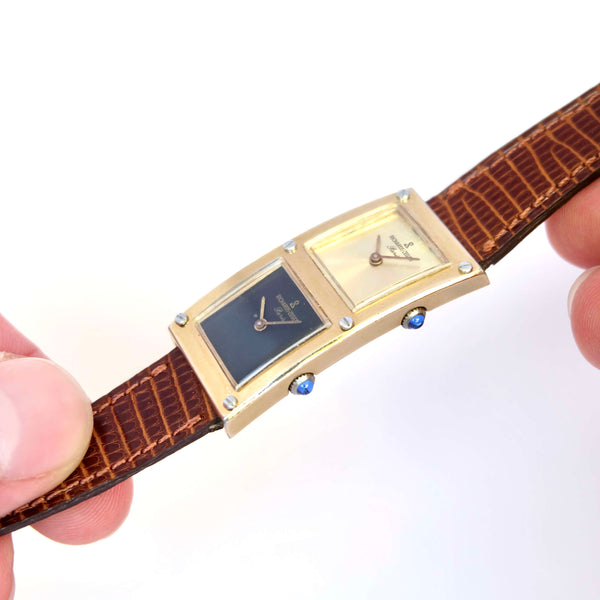 Montre vintage bracelet cuir marron