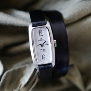 Montre vintage Breil double tour cuir noir pour femme
