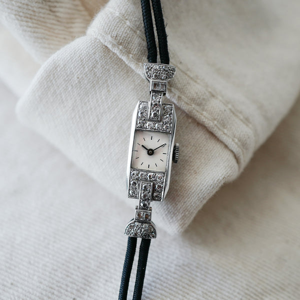 montre vintage mecanique manuelle art deco vintage femme cocktail diamants
