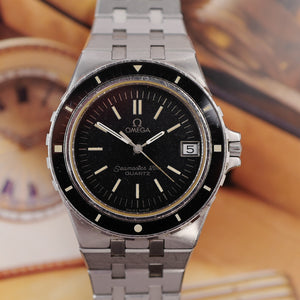 Cadran noir et lunette de la Seamaster 120 Jacques Mayol