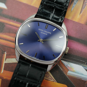 Patek Philippe Ellipse réf 3545 or blanc cadran bleu vintage 1970_2