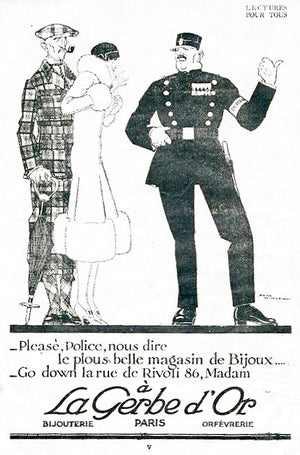 Publicité horlogerie bijouterie ancienne La Gerbe d'Or Paris Rue de Rivoli