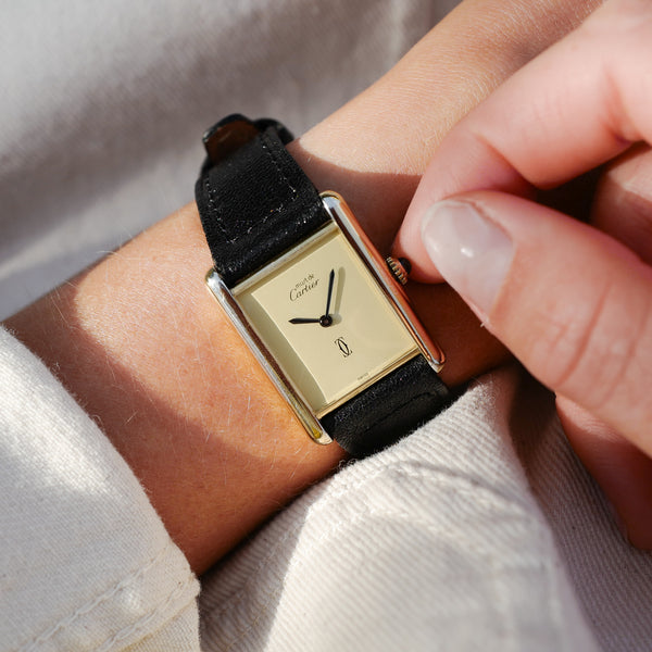 rare montre cartier tank must grand modele doree homme femme