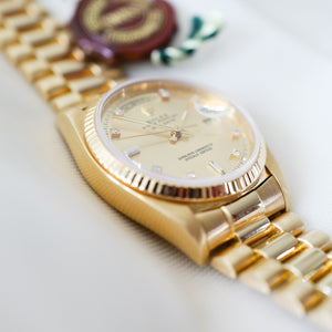 Rolex Day-Date "Or & Diamants"  'Comme Neuve'  (1980) - Réf. 18038