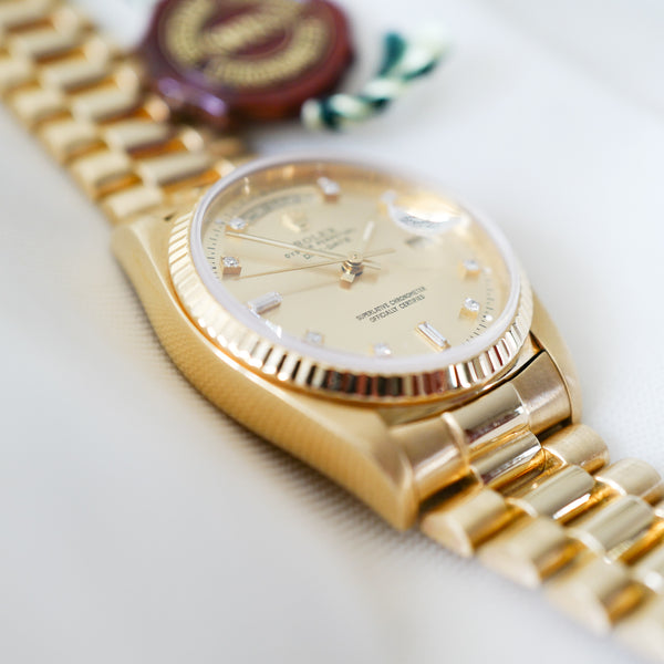 Rolex Day-Date "Or & Diamants"  'Comme Neuve'  (1980) - Réf. 18038