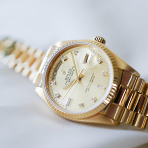 Rolex Day-Date "Or & Diamants"  'Comme Neuve'  (1980) - Réf. 18038