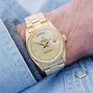 Rolex Day-Date "Or & Diamants"  'Comme Neuve'  (1980) - Réf. 18038