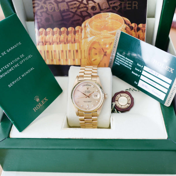 Rolex Day-Date "Or & Diamants"  'Comme Neuve'  (1980) - Réf. 18038