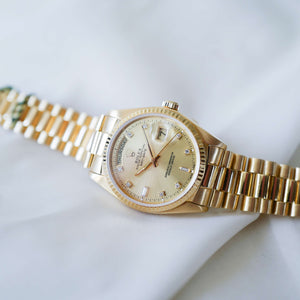 Rolex Day-Date "Or & Diamants"  'Comme Neuve'  (1980) - Réf. 18038