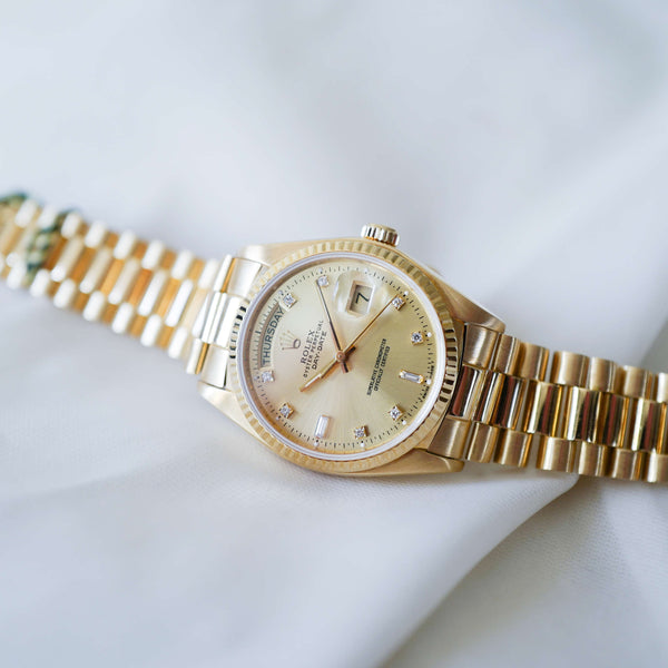 Rolex Day-Date "Or & Diamants"  'Comme Neuve'  (1980) - Réf. 18038