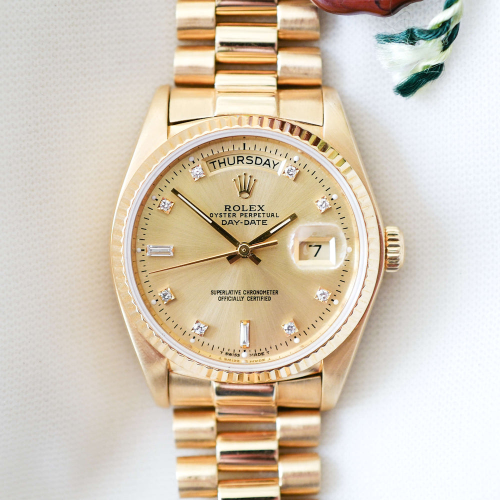 Rolex Day-Date "Or & Diamants"  'Comme Neuve'  (1980) - Réf. 18038