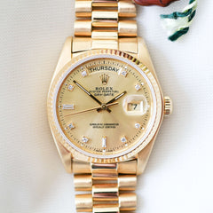 Rolex Day-Date "Or & Diamants"  'Comme Neuve'  (1980) - Réf. 18038