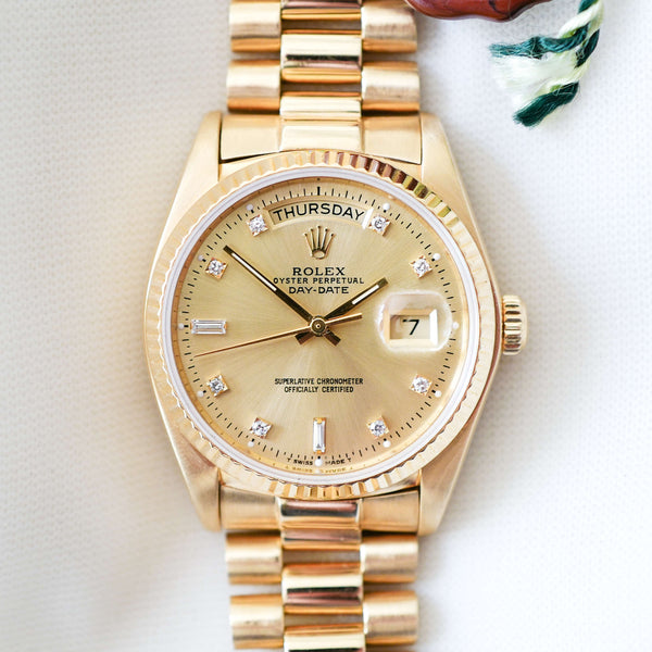 Rolex Day-Date "Or & Diamants"  'Comme Neuve'  (1980) - Réf. 18038
