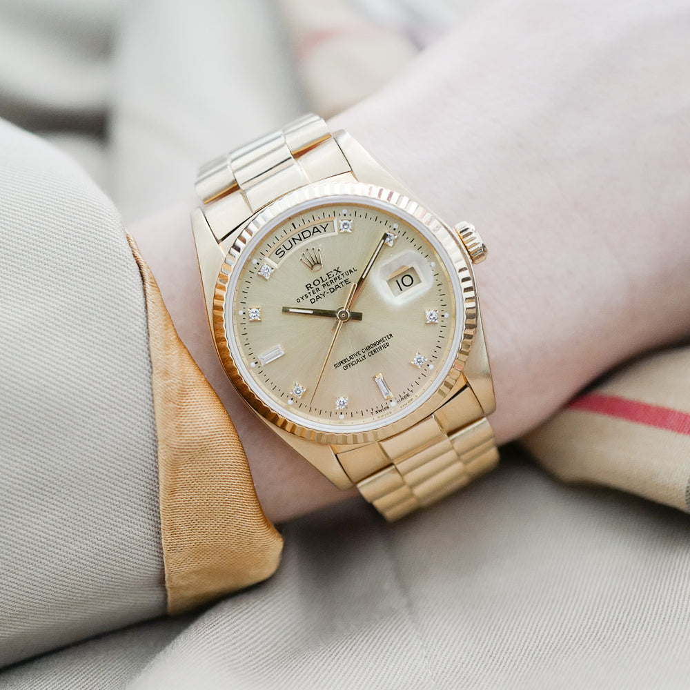 Rolex Day-Date "Or & Diamants"  'Comme Neuve'  (1980) - Réf. 18038