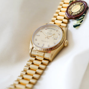 Rolex Day-Date "Or & Diamants"  'Comme Neuve'  (1980) - Réf. 18038