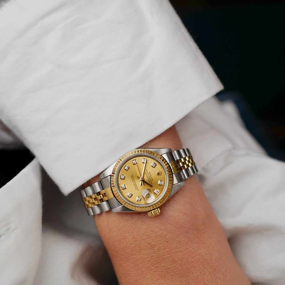 Rolex mini Oyster Perpetual Datejust réf 69173 vintage 1986 diamants