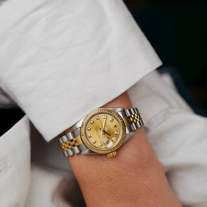 Rolex mini Oyster Perpetual Datejust réf 69173 vintage 1986 diamants