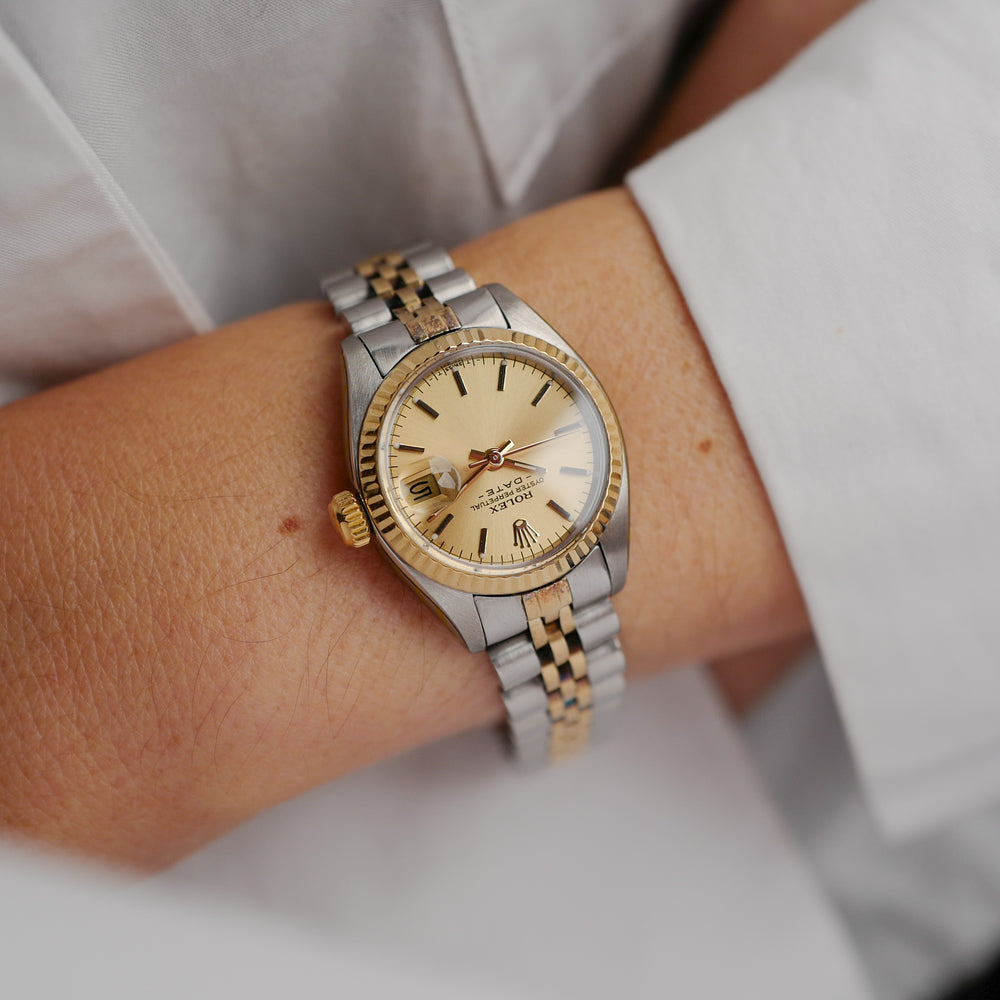 Rolex Oyster Perpetual Date 6917/3 bicolore de 1979 vue de face