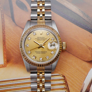 Rolex Oyster Perpetual Datejust diamants réf 69173 vintage 1991