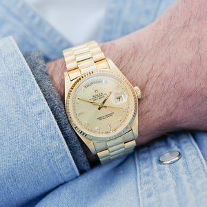 Rolex Day-Date "Or & Diamants"  'Comme Neuve'  (1980) - Réf. 18038
