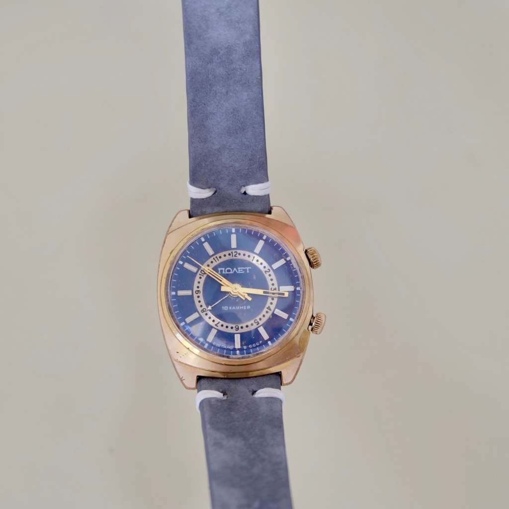 Poljot alarm montre sovietique ancienne garantie bleu mecanique