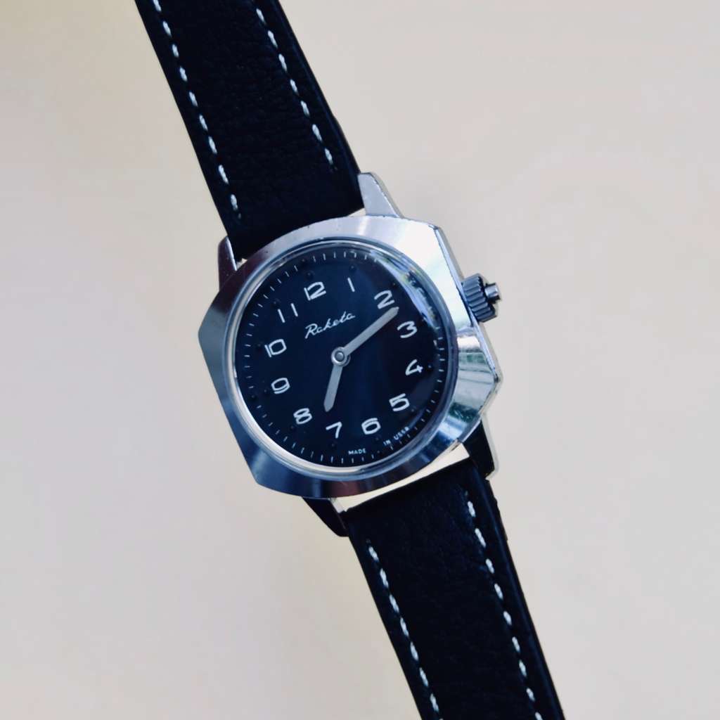 Raketa blind braille sovietique montre vintage noir cuir