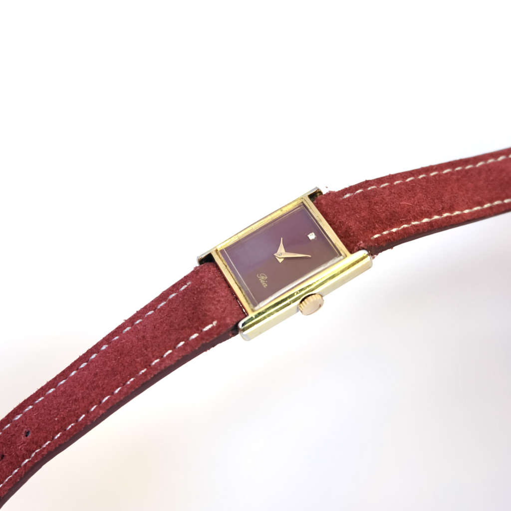 Montre femme tank bordeaux mécanique