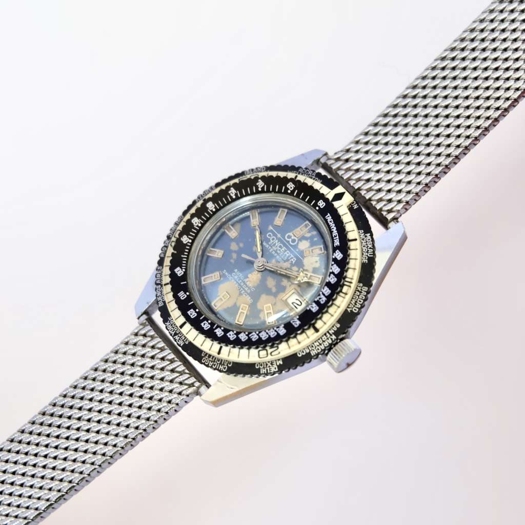 Montre plongée ancienne bracelet maille milanaise Montre plongée ancienne bracelet maille milanaise