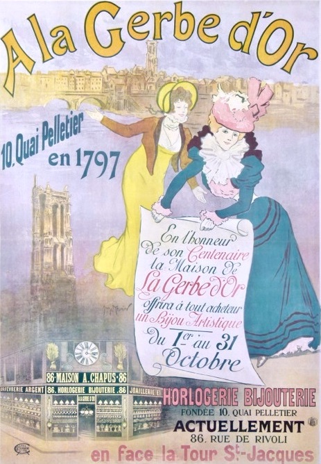 Publicité horlogerie bijouterie ancienne La Gerbe d'Or Paris