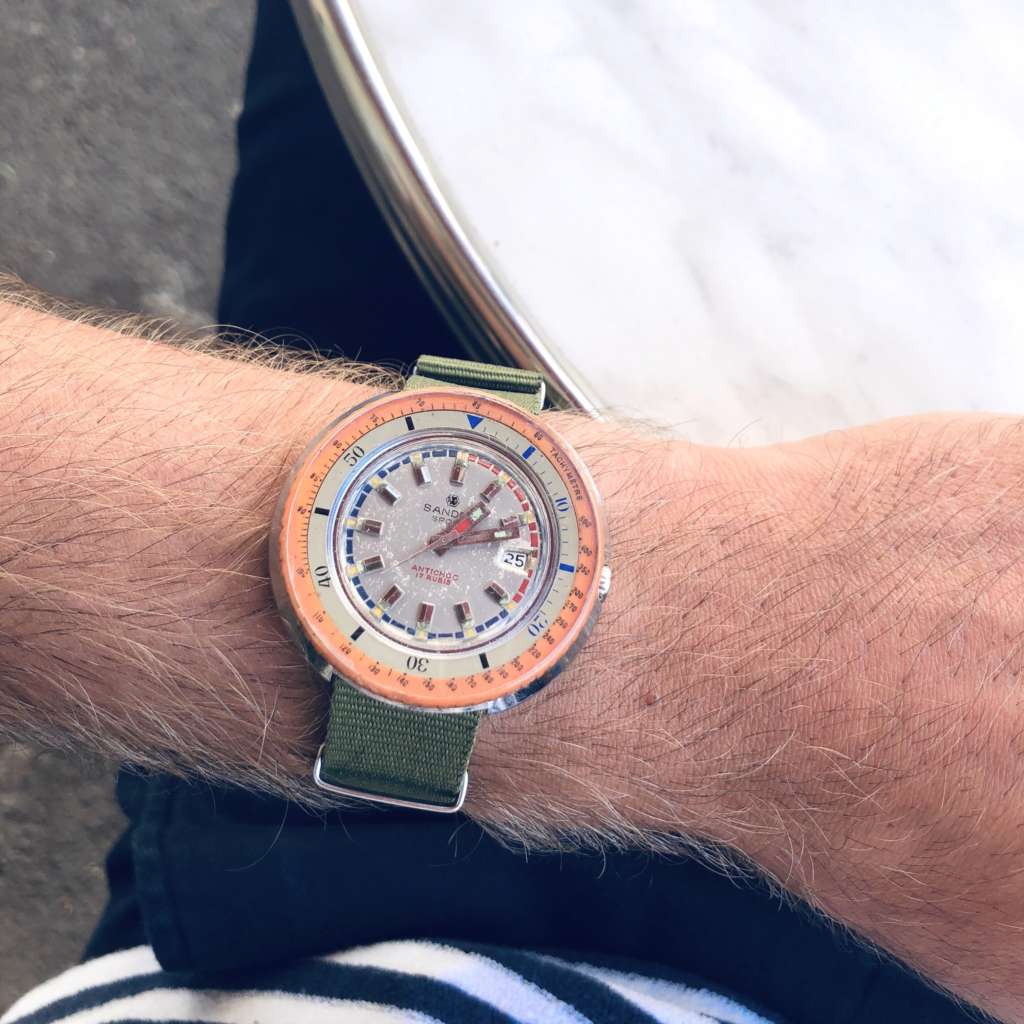 Sandro Sport montre plongée mecanique années 1980 orange atypique vintage ancienne size guide Sandro Sport montre plongée mecanique années 1980 orange atypique vintage ancienne size guide