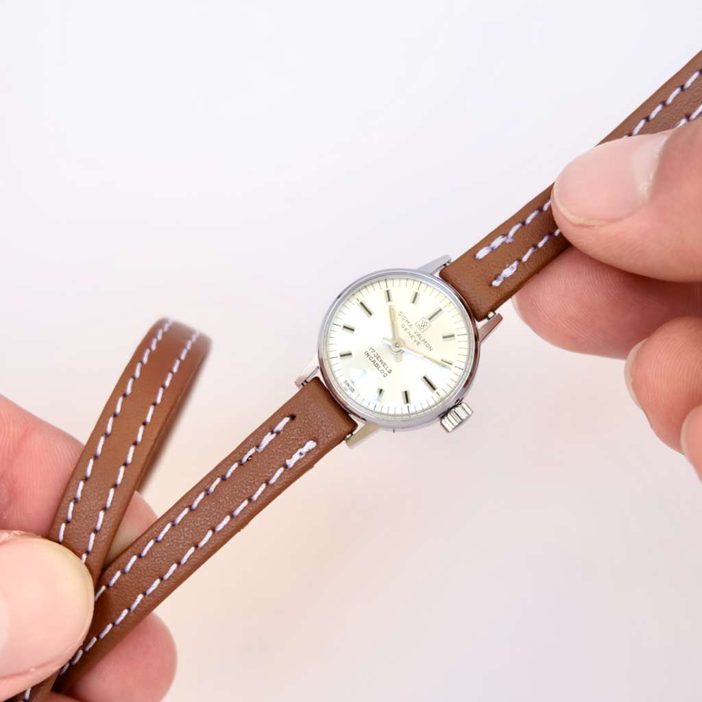 Petite montre double-tour marron Petite montre double-tour cuir marron