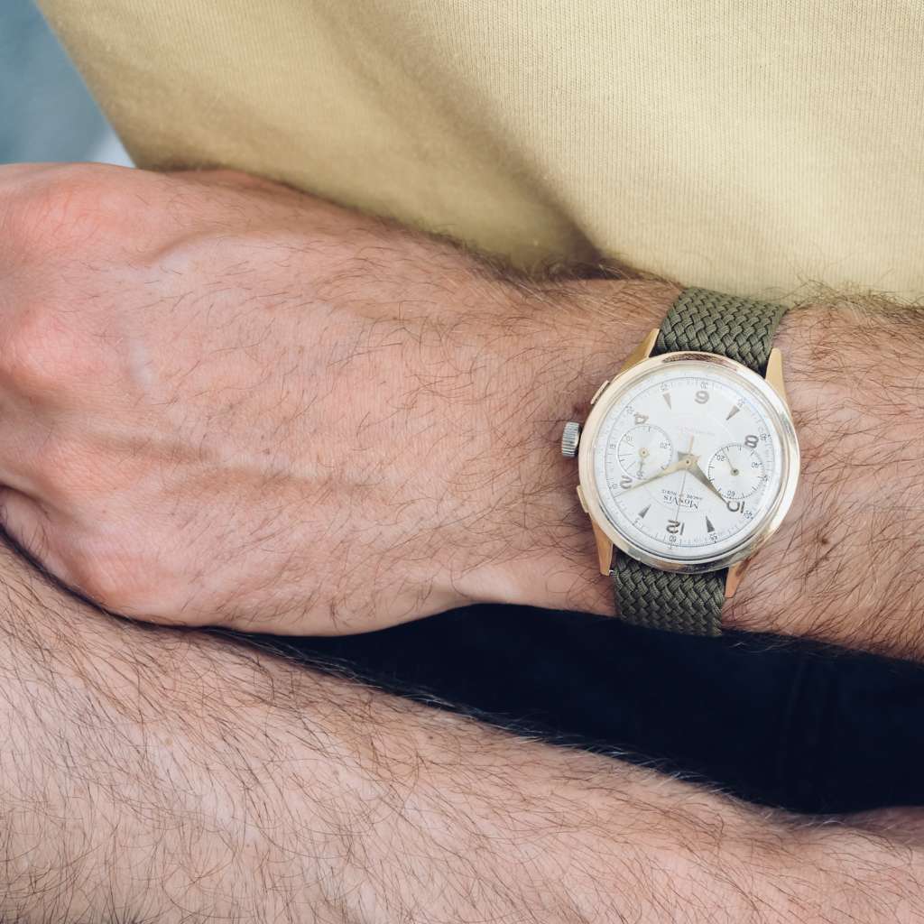 Montre chronographe suisse or 18 carats Landeron 51