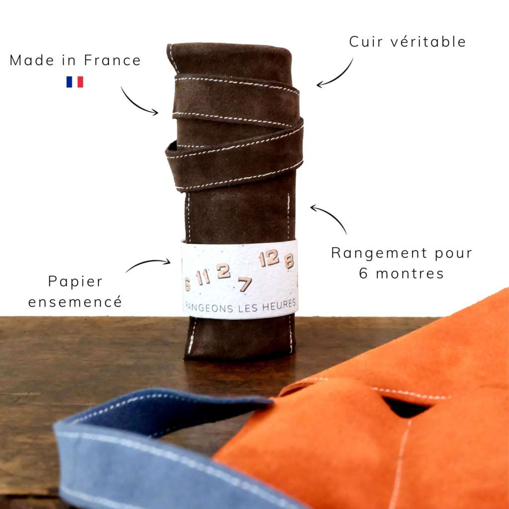 Montre rangement marmotte marron cuir Montre rangement marmotte marron cuir