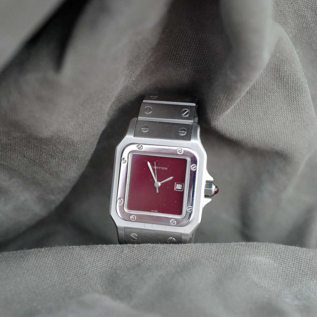 Cartier santos red dial Burgundy rare vintage