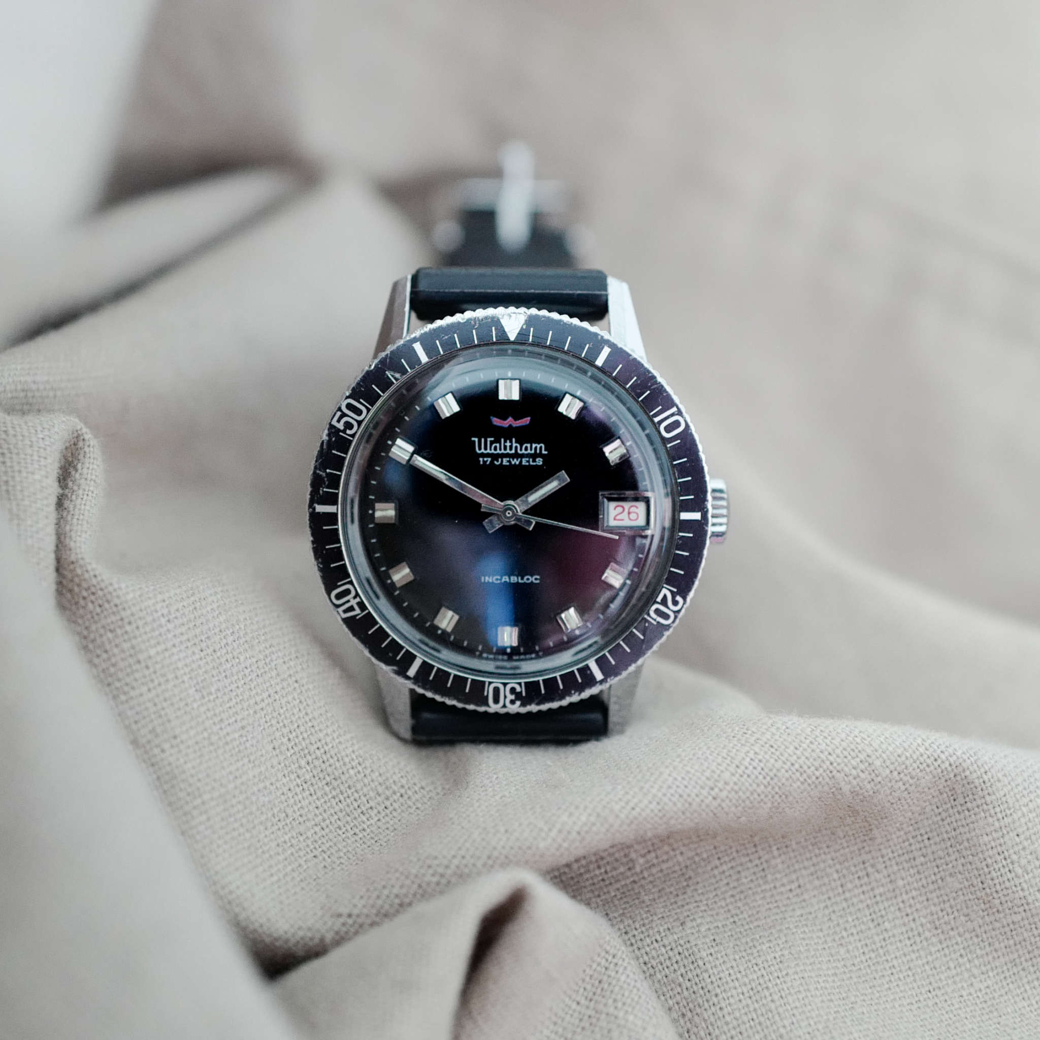 Dial cadran CRC 860 VINTAGE SKIN diver plongée Zifferblatt noir mat 27