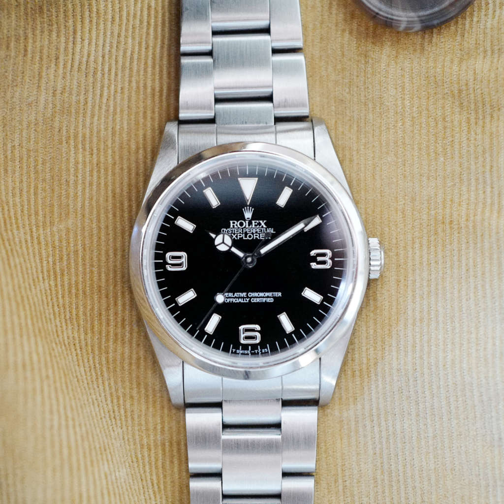 Montre vintage Rolex Explorer 3 6 9 cadran noir au tritium