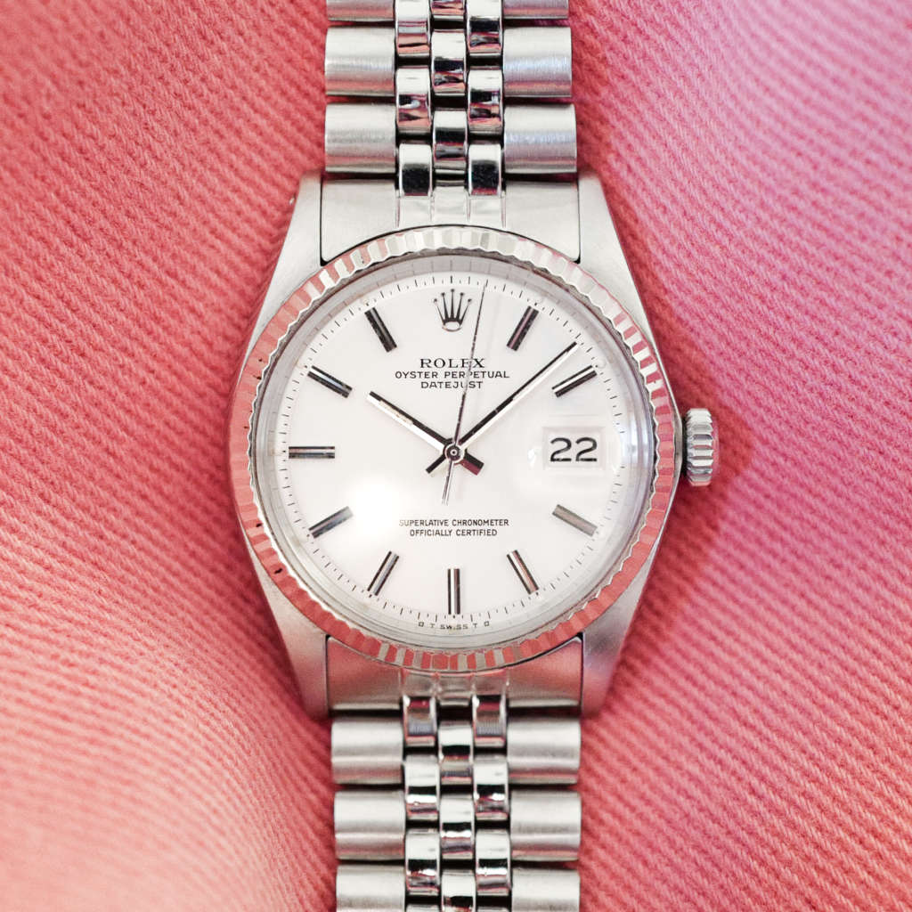 Montre Rolex acier 36 mm cadran blanc 1601