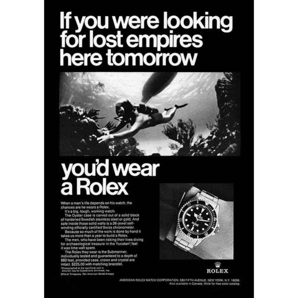 Vintage add publicité Rolex Submariner 5512 5513