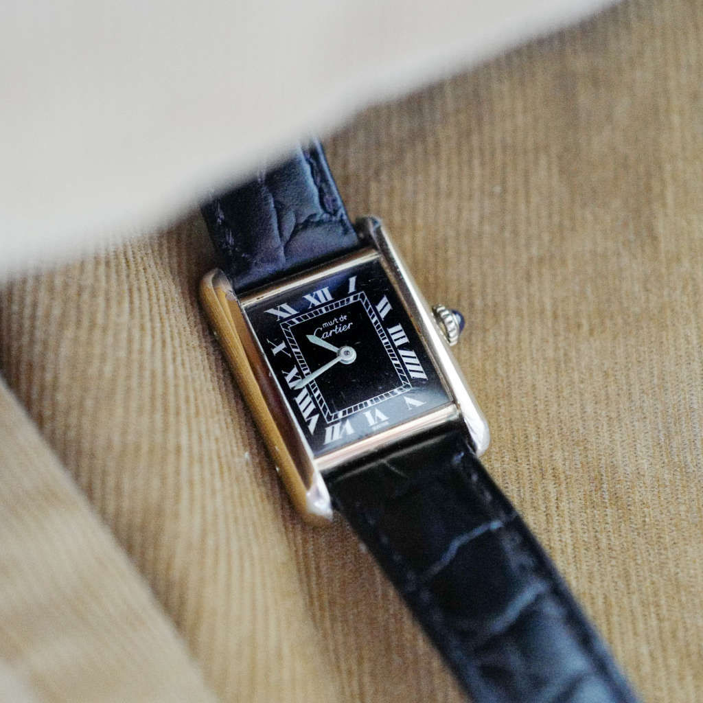 Vintage montre Cartier Tank Must cadran noir Vintage montre Cartier Tank Must cadran noir