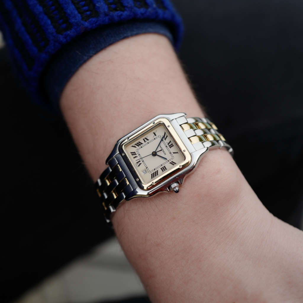 Jolie montre homme femme cartier Panthère vintage or acier taille moyenne