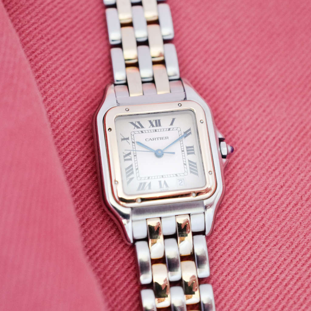 Montre Cartier Panthère vintage grand modèle or et acier